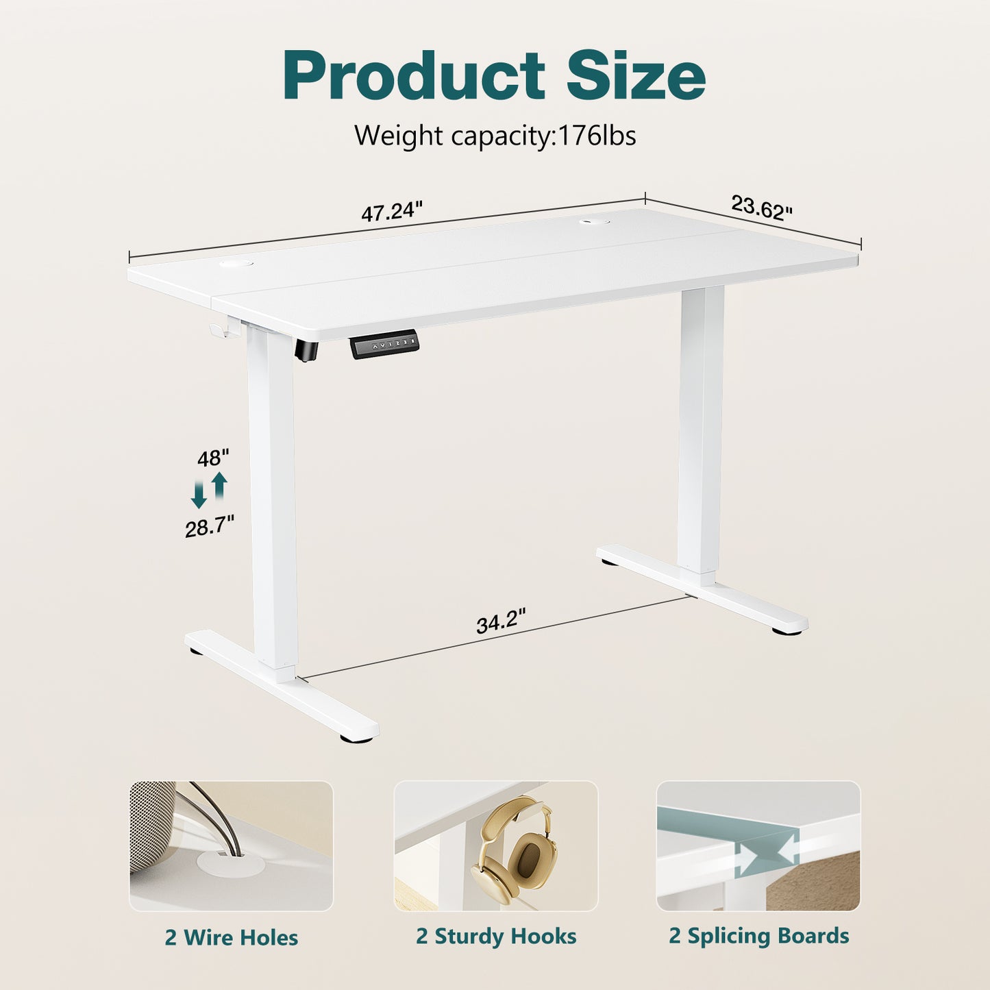 Ergonomic Electric Standing Desk – Height Adjustable Sit Stand Office Desk with Memory Presets