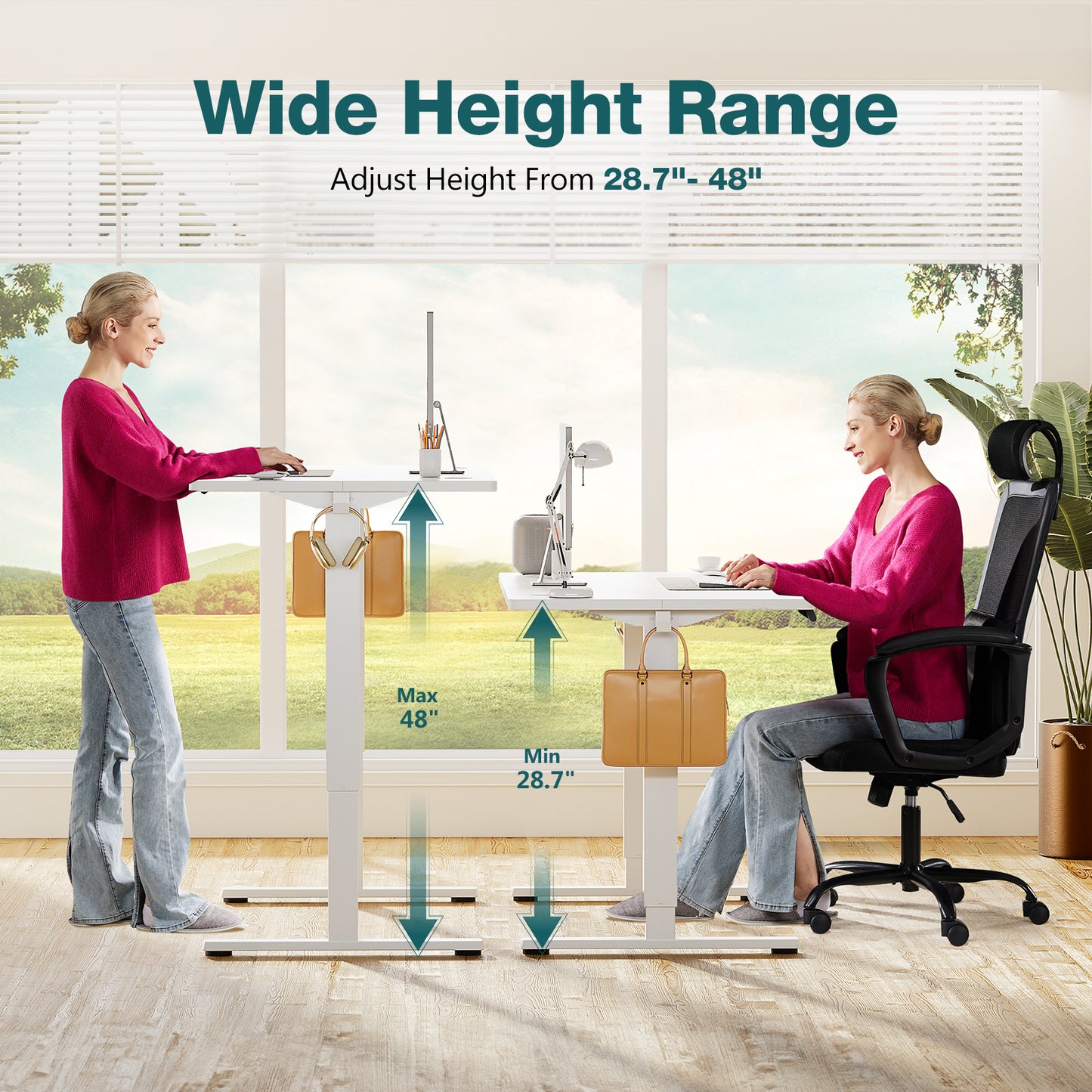 Ergonomic Electric Standing Desk – Height Adjustable Sit Stand Office Desk with Memory Presets